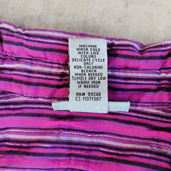Catherines Metallic Purple Striped Roll Tab Button Down Shirt Plus Size 2X - Picture 4 of 9